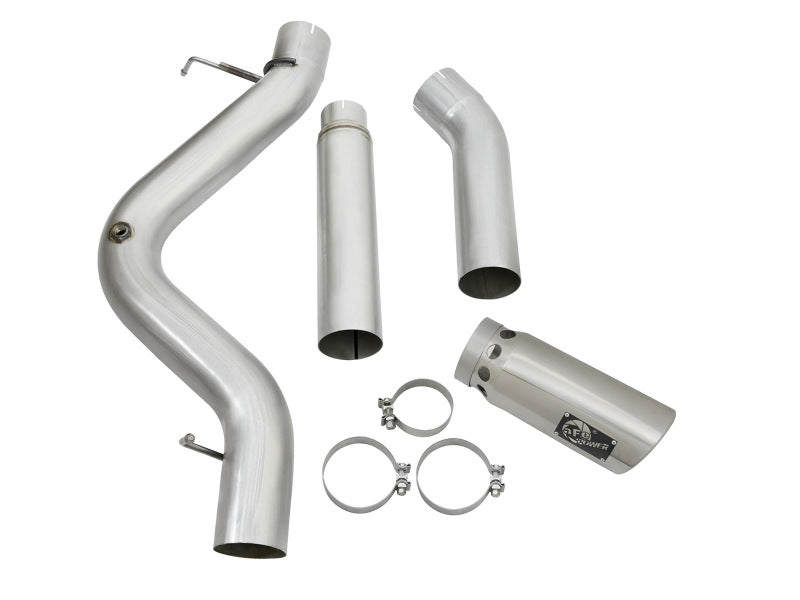 Escape Atlas aFe de acero aluminizado con respaldo DPF de 5 pulgadas con puntas pulidas 16-17 GM Diesel Truck V8-6.6L (td)