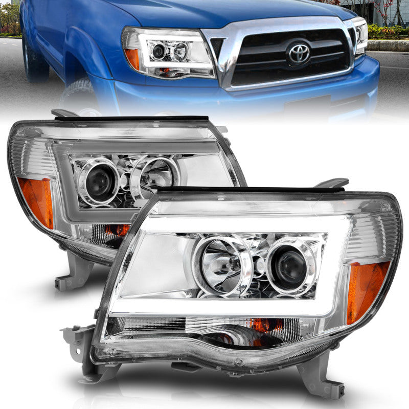 ANZO 2005-2011 Toyota Tacoma proyector faros con barra de luz carcasa cromada