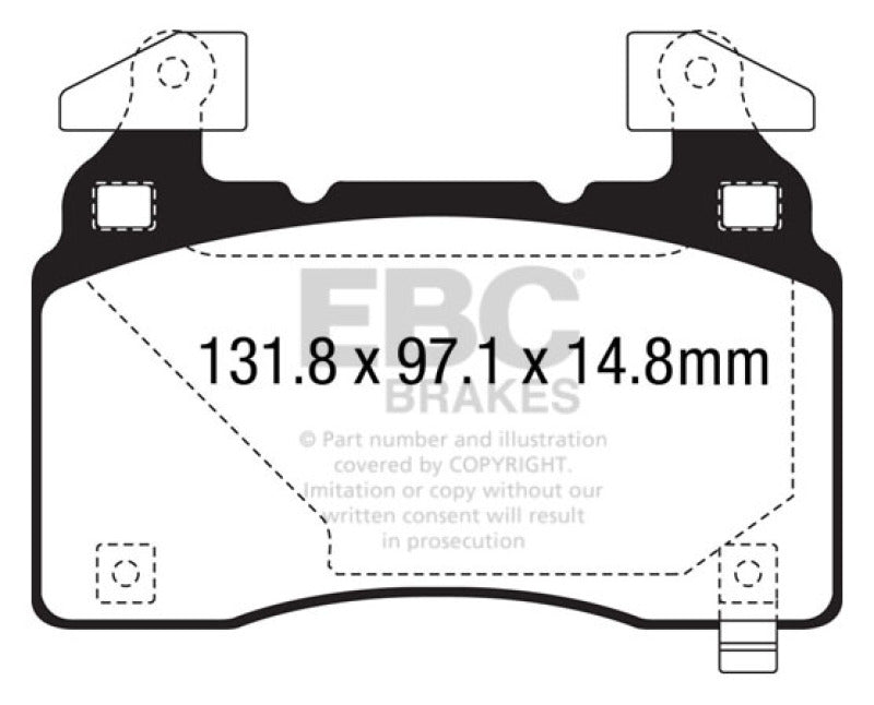 EBC 14+ Chevrolet Corvette Stingray (C7) 6.2 (Paquete de rendimiento Z51) Pastillas de freno delanteras Bluestuff