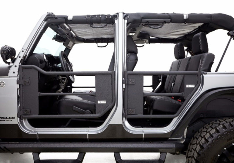 Rampage 2007-2018 Jeep Wrangler(JK) Unlimited puertas tubulares de 4 puertas con red, color negro