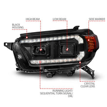 Cargar imagen en el visor de la galería, Faros delanteros proyectores ANZO 10-13 Toyota 4Runner - Negro