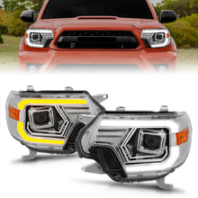 Cargar imagen en el visor de la galería, Faros delanteros tipo proyector ANZO 12-15 Toyota Tacoma - con barra de luz con carcasa cromada