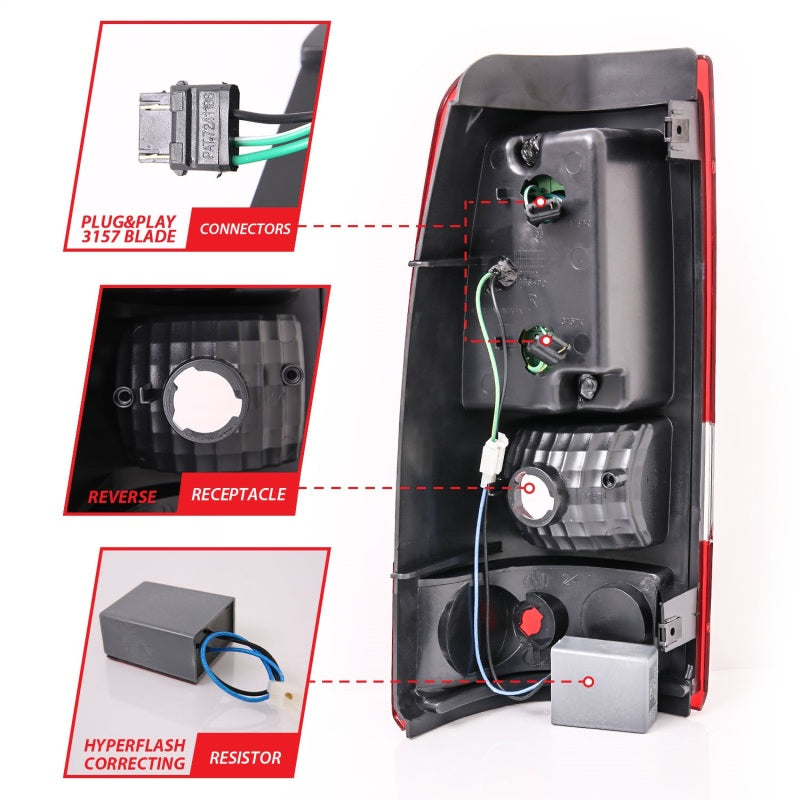 ANZO 2003-2006 Chevrolet Silverado 1500 luces traseras LED rojo/transparente
