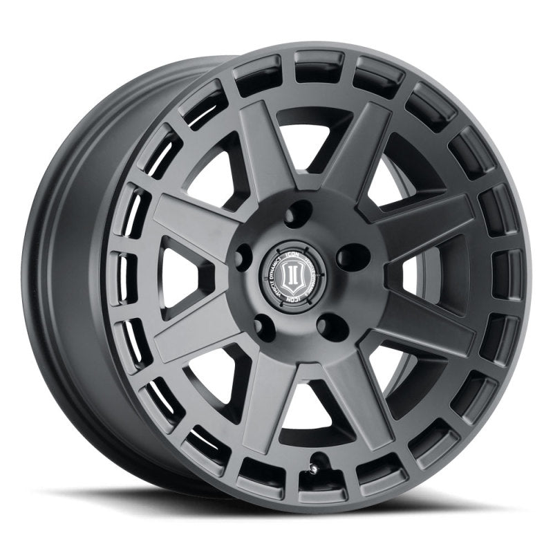 ICON Compass 17x8.5 6x5.5 0mm Offset 4.75in BS Rueda negra satinada