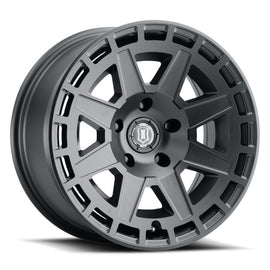 ICON Compass 17x8.5 6x5.5 0mm Offset 4.75in BS Rueda negra satinada