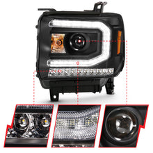 Cargar imagen en el visor de la galería, ANZO 2016-2019 Gmc Sierra 1500 Proyector Faro estilo tablón negro con señal ámbar secuencial
