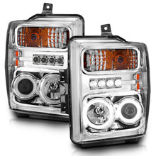 Cargar imagen en el visor de la galería, ANZO 2008-2010 Ford F-250 Faros delanteros con proyector con halo cromado (CCFL)