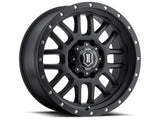 ICON Alpha 20x9 5x150 16mm Offset 5.625in BS 110.1mm Diámetro Rueda negra satinada