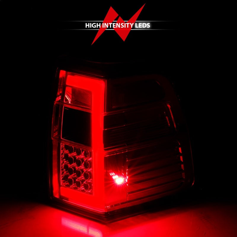 ANZO 07-17 para luces traseras LED Expedition con barra de luz, carcasa cromada, lente roja/transparente