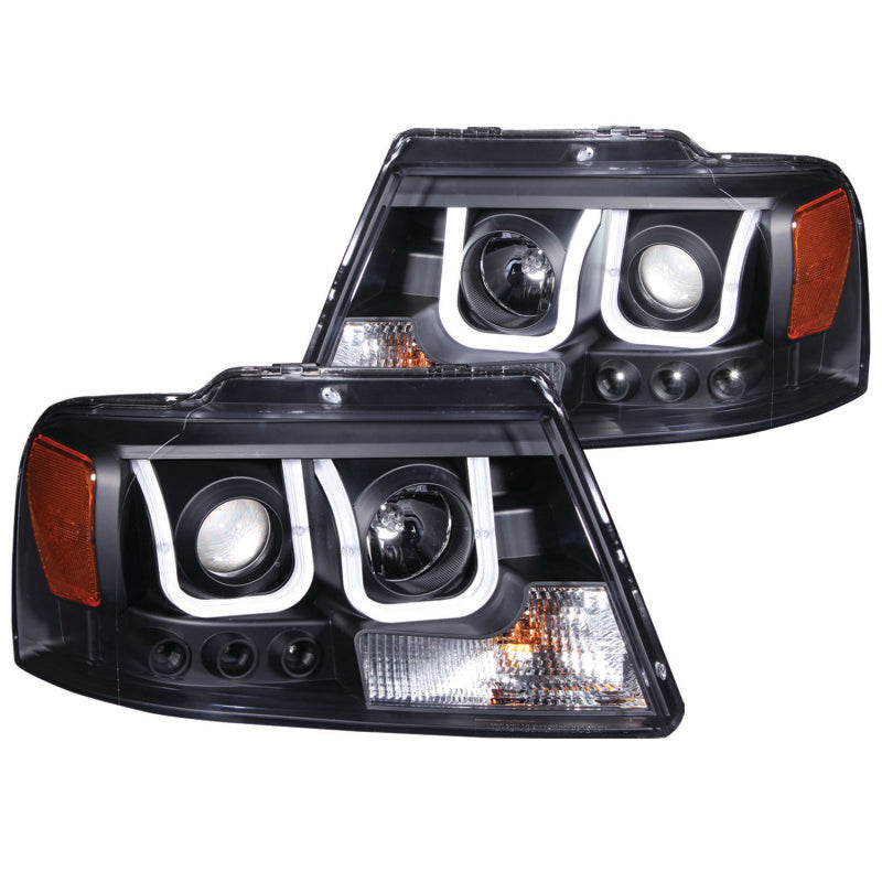 ANZO 2004-2008 Ford F-150 Faros delanteros proyectores con barra en U, color negro