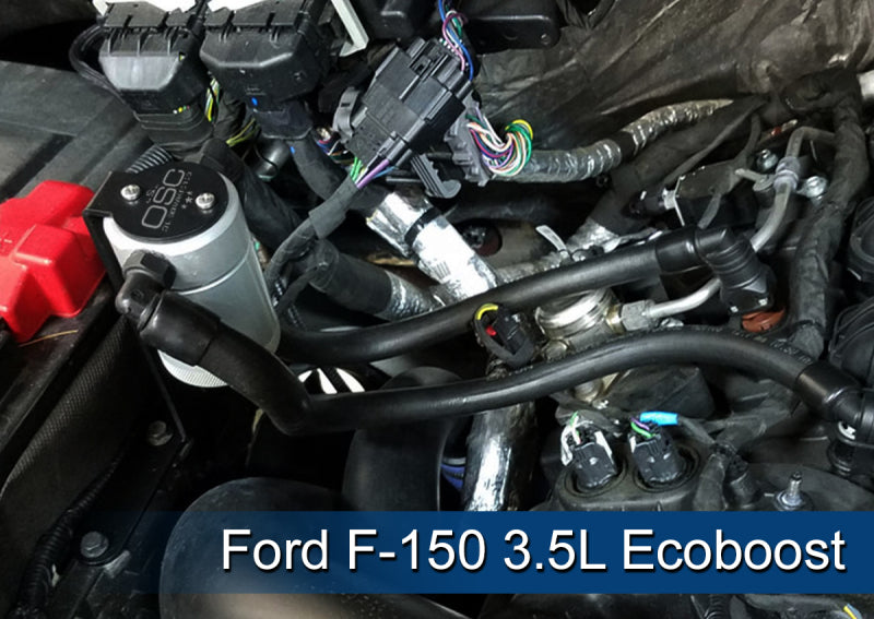 J&amp;L 2011-2024 Ford F-150 2.7L/3.5L/5.0L Passenger Side Oil Separator 3.0 - Clear Anodized
