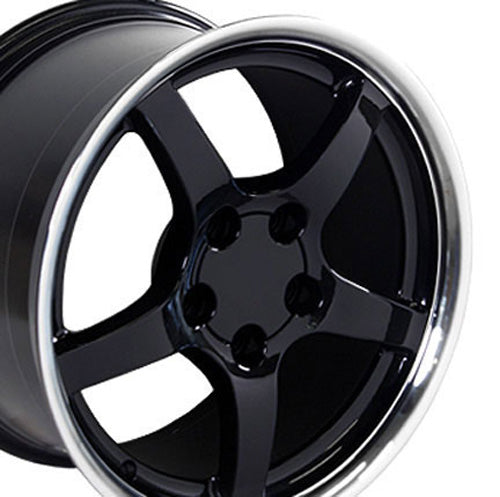 18" Replica Wheel CV05 Fits Chevrolet Corvette - C5 Rim 18x9.5 Deep Dish Black Wheel